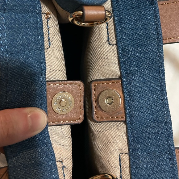 NWT True Religion Buddha Guitar Logo Denim Crossbody Mini Tote Dark Blue - Picture 11 of 14